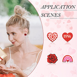 40 шт. 4 стильных серьги-гвоздики из натурального дерева на тему Дня святого Валентина&nbsp;EJEW-TA0001-27