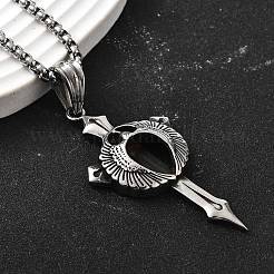 Ожерелья с подвеской в виде меча из нержавеющей стали 304 для женщин и мужчин NJEW-Z076-02AS