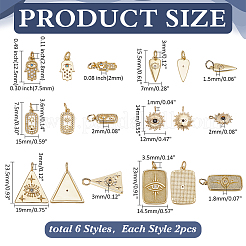 12шт 6 стиля латунные подвески&nbsp;KK-ME0001-23