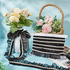 4 ярд шифоновой плиссированной кружевной ленты с пластиковыми бусинами&nbsp;OCOR-FG0002-65