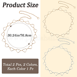 2 шт. 2-цветный сплав цепочка с кольцом поясной ремень AJEW-CN0002-80A