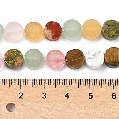 Нити плоских круглых бусин из натурального смешанного камня G-M454-B01