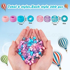 1200шт 2 стиля 3 цвета непрозрачные и прозрачные акриловые европейские бусины OACR-SZ0001-27