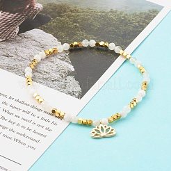 Комплекты эластичных браслетов из натурального радужного лунного камня и ляпис-лазури&nbsp;BJEW-JB06255-03