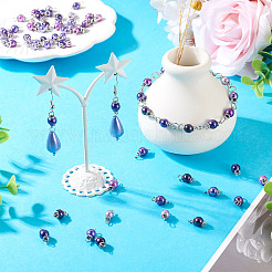 70 шт. 7-х цветные стеклянные перламутровые круглые подвески-соединители PALLOY-TA00267