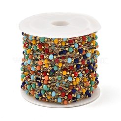 Цепочки rondelle со стеклянными бусинами CHS-G028-03G-11