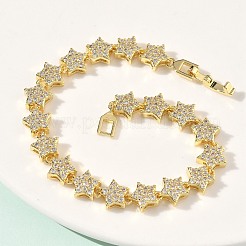 Прозрачный кубический цирконий браслет со звездочками&nbsp;BJEW-G773-01G