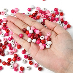 1000шт 5 цвета День святого Валентина круглые окрашенные бусины из натурального дерева&nbsp;WOOD-YW0001-13