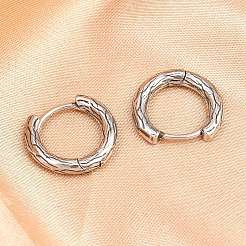 Серьги-кольца из хирургической нержавеющей стали 316 с текстурой&nbsp;EJEW-C160-10B-AS