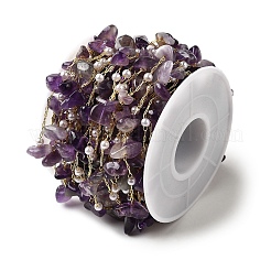 Цепочки из бисера ручной работы из натурального аметиста CHC-F020-02G-06