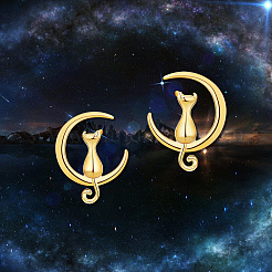 925 серебряная серьга-гвоздик с изображением котенка JE395D