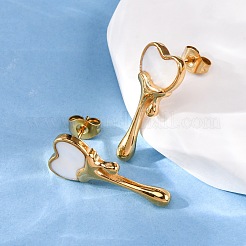 Серьги-гвоздики из натуральной белой ракушки из нержавеющей стали 304 EJEW-Z118-01G