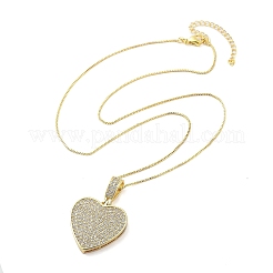 Латунные микропаве прозрачные кубические цирконии коробчатая цепочка сердце кулон ожерелья для женщин&nbsp;LS-NJEW-M009-02G-C