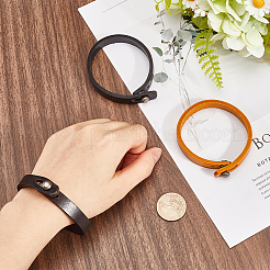 3шт. 3-х цветные кожаные браслеты с широким шнуром и литой кнопкой&nbsp;BJEW-GF0001-26