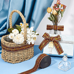 Жаккардовые ленты из полиэстера длиной 9 м в этническом стиле с цветочным рисунком. OCOR-WH0085-38