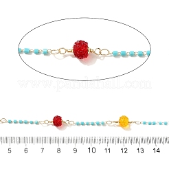 Латунные шестиугольные колонны со стеклянными бусинами и круглыми бусинами из смолы&nbsp;CHC-G026-01F