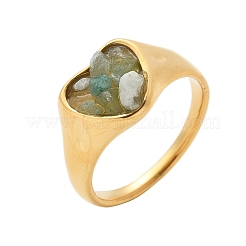 Перстни в форме сердца из натурального аквамарина&nbsp;RJEW-D303-01G-02