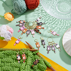 20 шт. 10-х цветные эмалевые подвески-маркеры для фиксации стежков из сплава кошек HJEW-WH00158