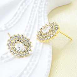 Женские серьги-гвоздики из латуни с микропаве и прозрачным кубическим цирконием&nbsp;EJEW-F363-05G