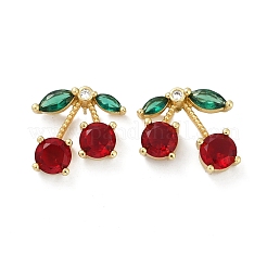 Серьги-гвоздики из вишневой латуни с микропаве из кубических цирконий EJEW-F895-26B-G