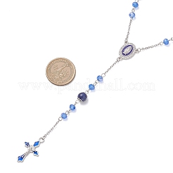 Круглые четки из натурального лазурита и стекла&nbsp;NJEW-JN05717