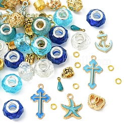 Наборы для изготовления европейских браслетов с эмалированными бусинами из смолы и сплава морской тематики «сделай сам»&nbsp;DIY-FS0006-87