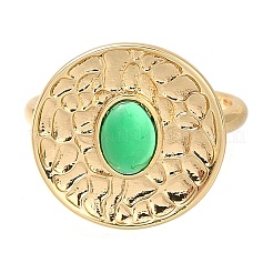 Полка покрытие плоские круглые латунные стеклянные открытые манжеты кольца для женщин RJEW-M022-24G