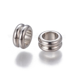 Не тускнеющие бусины из нержавеющей стали 201 с канавками европейского образца&nbsp;X-STAS-P239-03P