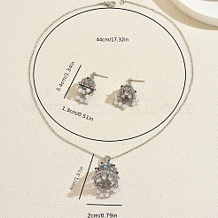 Комплекты женских сережек-гвоздиков и подвесок в этническом стиле из латуни с искусственным жемчугом.&nbsp;GM8263
