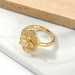 Кольца для женщин с микропаве из латуни и прозрачными кубическими цирконами&nbsp;RJEW-U041-08G