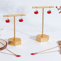 2 комплект из эмалевых серег и ожерелья с подвеской в виде яблока&nbsp;SJEW-LP0001-01