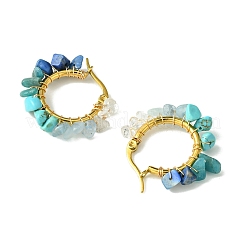 Серьги-кольца из натуральной смешанной каменной крошки&nbsp;EJEW-JE06022-01