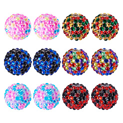 24шт 6 цвета смоляные бусины со стразами RESI-TA0003-98