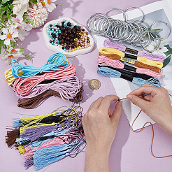 Наборы для самостоятельного изготовления сетки/паутины из полиэстера и искусственной замши с перьями&nbsp;DIY-GA0008-55