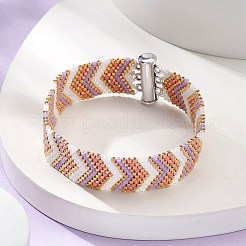 Браслет из бисера семенная стрелка с латунными магнитными застежками BJEW-MZ00041