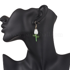 Серьги-подвески в виде цветка из нержавеющей стали и стекла&nbsp;EJEW-MZ00574-05