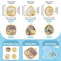6 шт. 6 стиля подвески из нержавеющей стали 304 с натуральными ракушками&nbsp;STAS-TA0005-42