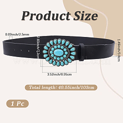 1 шт. черный ремни из искусственной кожи с застежками в виде бирюзовых цветов из сплава акрила для женщин AJEW-CL0001-38