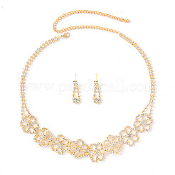 Комплекты из серег-гвоздиков и ожерелий-чокеров из цветочного сплава со стразами для женщин FS-WG6F9DC-02