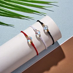 2шт 2 цвета синтетический лунный камень круглый браслет-слайдер из бисера&nbsp;BJEW-SW00057-02