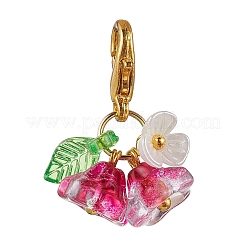 14шт стеклянный цветок лист подвеска украшение HJEW-JM02786