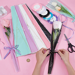 250 шт. 5-х цветные пластиковые пакеты для букетов цветов&nbsp;AJEW-FG0005-25