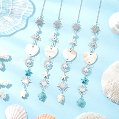 4 шт. синтетические бирюзовые бусины в виде морских звезд и черепах&nbsp;HJEW-CN0001-39