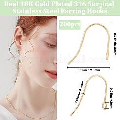 200 шт. крючки для сережек из хирургической нержавеющей стали 316&nbsp;STAS-BBC0008-52