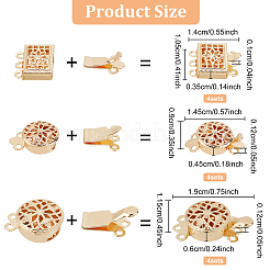 12 комплект из 3-х видов латунных застежек-коробочек с тремя рядами и четырьмя отверстиями KK-BC0008-24