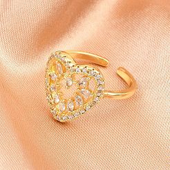 Манжеты из латуни с микро паве кубический цирконий для женщин RJEW-Z113-43G