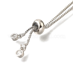 Регулируемый латунный прозрачный кубический цирконий слайдер изготовление браслета KK-L230-15P