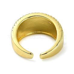 Открытая манжета из фактурной латуни с фианитом&nbsp;RJEW-B051-16G