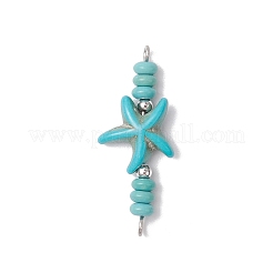 10 шт. 2-цветные подвески-соединители в виде морских звезд и ронделей из синтетических бирюзовых бусин&nbsp;PALLOY-JF03948