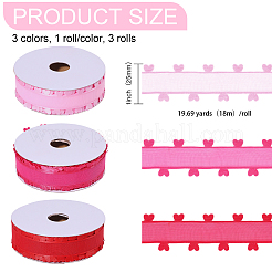3 рулон 3-х цветного полиэстерового кружева в форме сердца ко Дню святого Валентина OCOR-FG0002-74